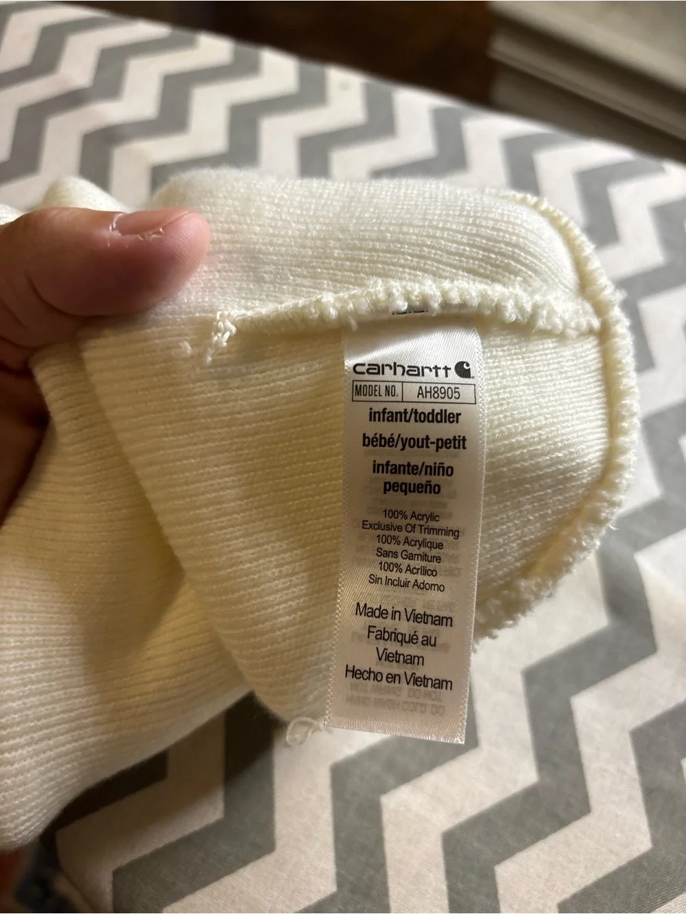 Carhartt Kids Cream Beanie with Gold Logo Patch